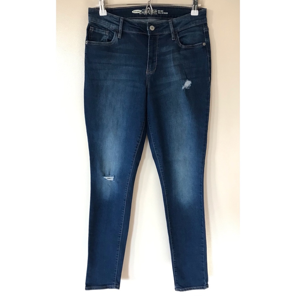 Old Navy • 10 • Mid Rise Rockstar Skinny Jeans Dark Wash Denim